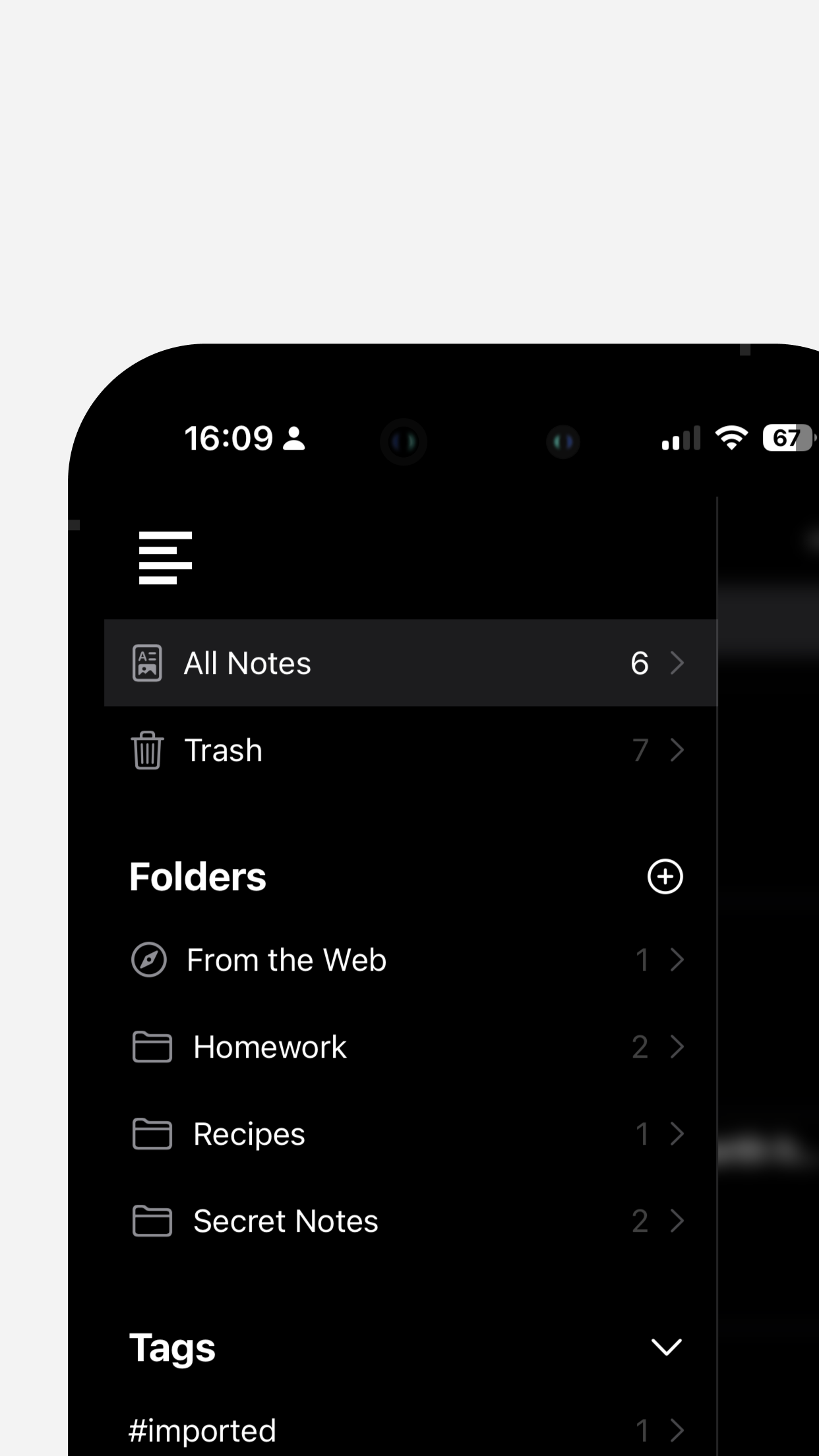 Organize your notes with folders and tags
